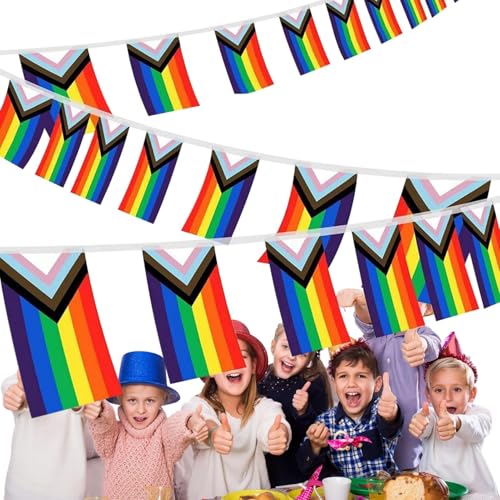 Bunte Banner - Feiertags Fahne,Regenbogen Girlande Als Wanddekoration Für Pride LGBT Veranstaltung Feiern Drinnen Und Draußen von Knowlife