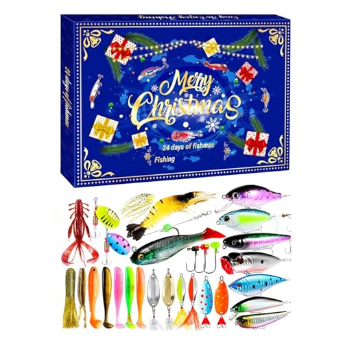 Fishing Calendar Advent Für Männer | 24 Tage Köder Countdown Kalender Weihnachten Barsch Köder Haken | Süßwasser Für Salzwasser Teich Stausee See Fluss Meer | Angler von Knowlife