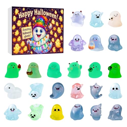 Halloween Miniatur Adventskalender - 24-Tägiger Mini-Figuren Kalender - Sammelbare Leuchtfiguren Deko Für Kinder Jugendliche Erwachsene Paare Freunde von Knowlife