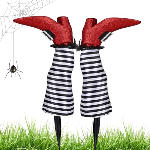 Hexenbeine, Hofpfähle, Hexenbeine, Halloween-Dekoration - 2X Halloween Upside Down,Gruselige Umgedrehtes Ornament zum Einsetzen in die Gartenerde von Knowlife