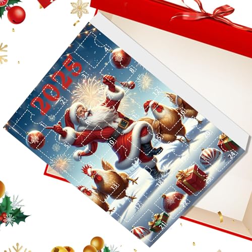 Hühner Deko Für Weihnachtsbaum,24 Tage Weihnachts Countdown Kalender Hühner Ornamente | Tieranhänger Acryl Huhn Figuren Deko für Christbaum Fenster Wand Tür Party Auto Spiegel von Knowlife