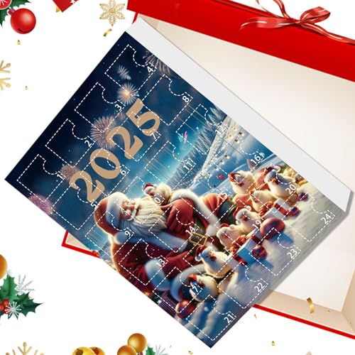 Hühner Weihnachtsschmuck, 24 Tage Weihnachts Countdown Kalender Hühner Ornamente, Tieranhänger Acryl Huhn Figuren Deko für Christbaum Fenster Wand Tür Party Auto Spiegel von Knowlife