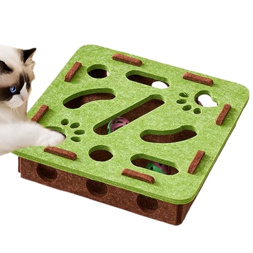 Katzenleckerli-Puzzle | Bereicherungsspielzeug Für Katzen,Kratzspiel Mit Klingel Und Labyrinth Bahn Zur Beschäftigung Und Für Beissen Bewegung Für Kätzchen Welpen Im Wohnzimmer Oder Käfig von Knowlife