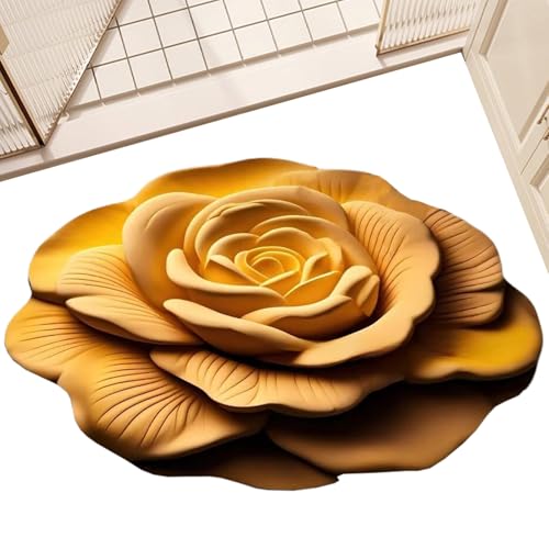 Kieselgur Badematte, Badezimmer Matte Mit Steinoptik, Schnelltrocknende rutschfeste Ästhetische Blumenmatte 40x40cm Für Eingang Bad Spa Küche von Knowlife