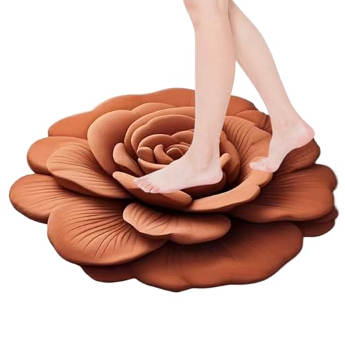 Kieselgur Badematte - Kieselgur Fußmatte - rutschfeste Waschbare Sicherheitsmatte Mit Blumenmuster 40x40cm Für Fuß Badewanne Spa Hotel von Knowlife