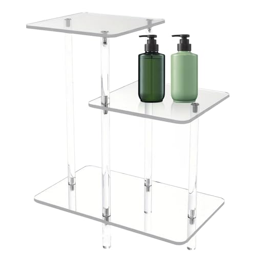 Knowlife Acryl Beistelltisch | Multifunktion Laptop Beistelltisch Mit DREI Ebenen - Transparenter 3-Etagen Nachttisch Für Wohnzimmer Schlafzimmer Wohnung Flur Balkon von Knowlife