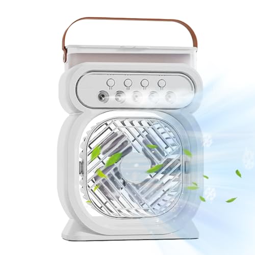 Knowlife Lüfter Mit Nebel - Persönlicher Tischventilator Mit Vernebelungsfunktion - Akkubetriebener Leiser Luftbefeuchter 3 Geschwindigkeitsstufen Für Schlafzimmer Wohnzimmer Outdoor Reisen von Knowlife