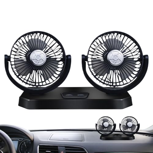 Knowlife USB Auto Ventilator | Verstellbarer Zweifach Lüfter Mit Strombetrieb | Leiser Drehluftzirkulator Gebläse Für Zuhause Büro Familie Freunde von Knowlife