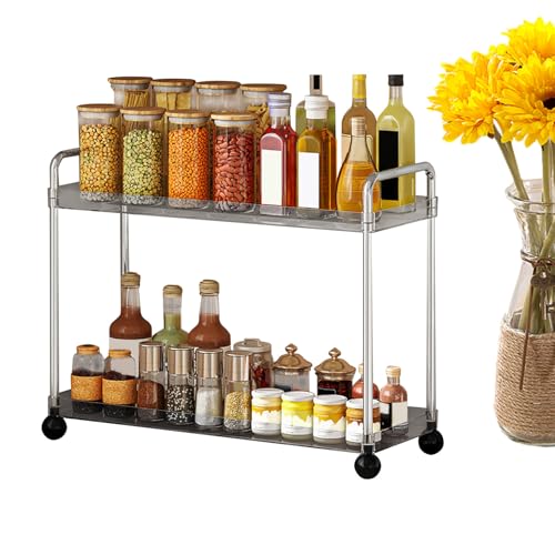 Knowlife Vanity Organizer Arbeitsplatte | 2 Stufen Ölflaschen Ständer | Dekoratives Aufbewahrungsregal Für Küche Schreibtisch Schminktisch Kaffeebar Vorratsschrank von Knowlife