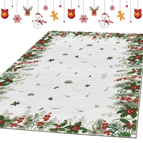 Knowlife Weihnachts Teppich | Weihnachts Teppich Bodenbelag | Schneeflocke Baum Rentier Wohntextilie Deko | Für Wohnung Wohnheim Sofa Gästehaus von Knowlife