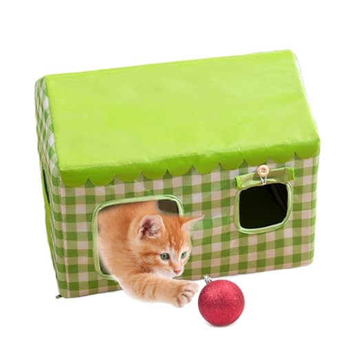 Kühlendes Katzenhaus für den Außenbereich | Wildkatzenhaus - Geschlossenes Haus Für Haustierzubehör Innenbereich Außenbereich Garten Rasen Hof Terrasse Balkon Ganzjährig Kleine Hunde von Knowlife