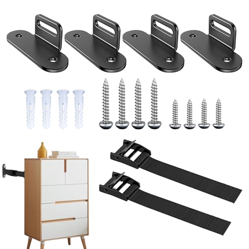 Möbelsicherheitsgurte - Verstellbare Kippschutz-Schnallen,Kindersichere Robuste Schnelllösungs Stabilisatoren Schubladensicherungen Schutz Für Mietwohnungen Kinderzimmer Wohnzimmer von Knowlife