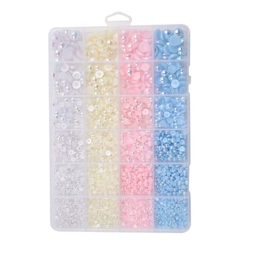 Nagelperlen - Halbrund Perlen Für Schmuckherstellung - Flache Rückseite, Mini Perlen Für Handy Case Verzierung Nageldesign von Knowlife