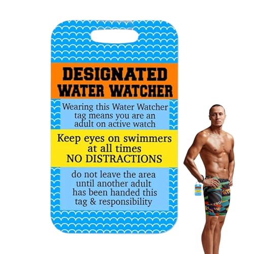 Pool-Zeichen - Badge-Auflistung mit Acryl-Pool-Regeln | Designated Water Watcher, Creative Safety Reminder Signs, Water Safety Swimming Pool Accessories von Knowlife