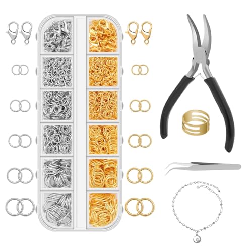 Sprungringe Für Schmuck,1200 Teile Zubehör Für Schmuckherstellung - Ohrringrückteile Befestigungen Für Handgefertigte Kunsthandwerk Muttertag Alltag Jubiläen von Knowlife