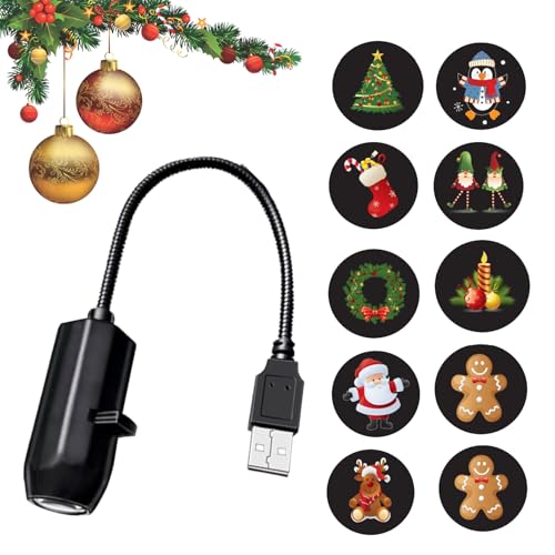 Weihnachtsprojektor Innenbereich,USB 360 Grad Drehbar Wasserdicht Weihnachtsdekoration - Jahreszeitliche Dekoration für Erntedankfest Feiertag Geburtstag Büros Zuhause Klassenzimmer von Knowlife
