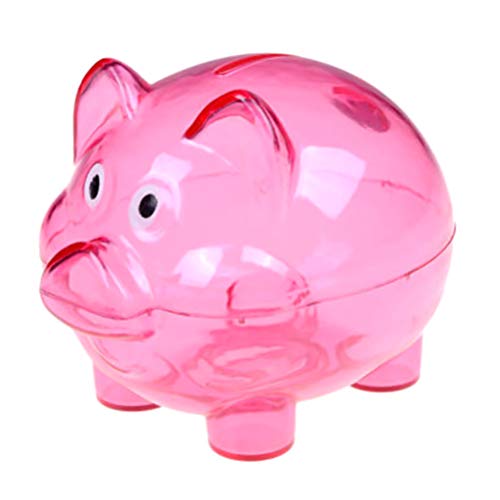 Piggy Bank Sparschwein aus Kunststoff Transparent Kreatives Schwein Form Spardose für Kinder(Rosig) von Knowooh