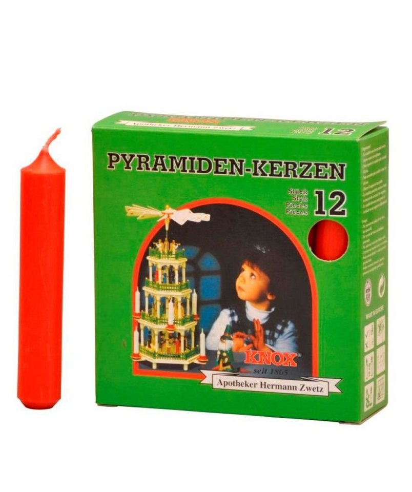 KNOX Adventskerze Pyramidenkerzen Baumkerzen - Durchmesser 17 mm, weiß rot, natur von Knox