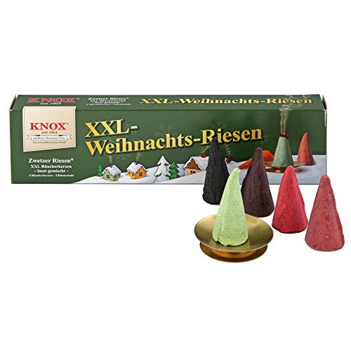 KNOX XXL Räucherkerzen - Weihnachtsriesen mit Räucherschale - Menge: 5 Stück - Made in Germany von KNOX
