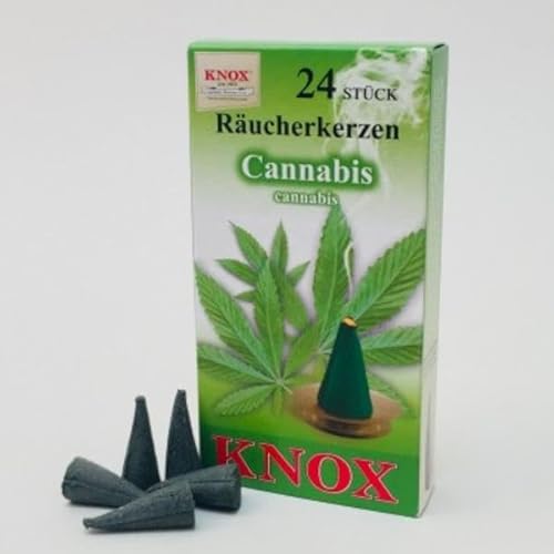 Knox 013400 - Räucherkerzen Cannabis, 24 Stück, Entspannung, Weihnachten, Duftkegel, Räucherkegel von KNOX