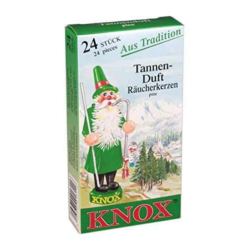 Knox 073570-A - Räucherkerzen Tannenduft, 24 Stück, Weihnachten, Duftkegel, Räucherkegel von KNOX