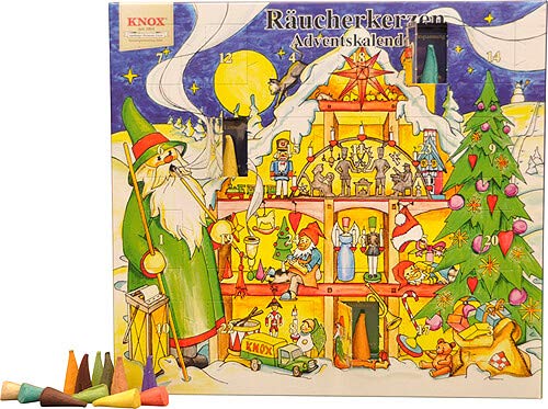 Knox 090000-Adventskalender mit 24 himmlischen Düften, Größe 1,5 x 26 x 24 cm, Räucherkerzen, Adventszeit, Weihnachten von KNOX