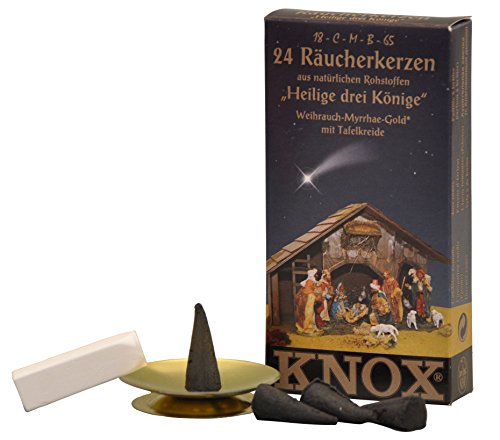 Knox Three Kings Christmas Myrrh Incense Cones with Chalk and Gold Shell Smokers von Knox