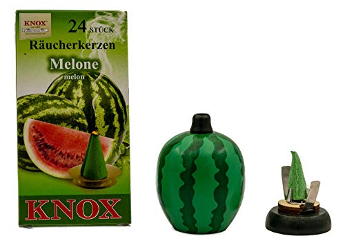 KNOX Räucherkerzenhalter in Melonenoptik- mit frischen Melonen-Räucherkerzen Größe M von KNOX