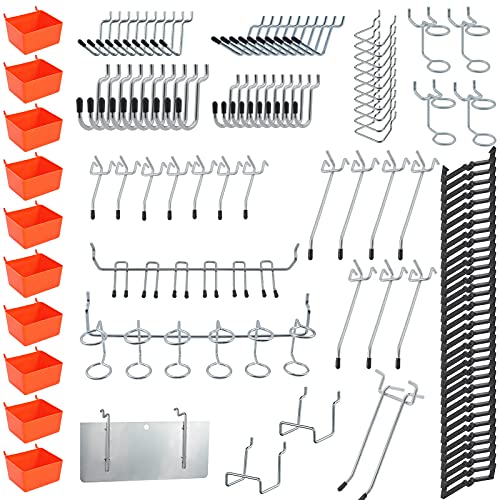Knpwer 144 Teiliges Werkzeuglochwand Haken,Lochwandhaken,Werkzeuglochwand Haken mit 10 Stecktafelkörben,für Organisationswerkzeuge von Knpwer