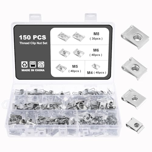 Knpwer 150 Stück Gewinde Clip Mutter Set,U-Typ Blechmuttern,M4 M5 M6 M8 Blechmutter,U-Typ Metall Clipmuttern für Auto Knpwer 150 Stück Gewinde Clip Mutter Set,U-Typ Blechmuttern,M4 M5 M6 M8 Blechmutter,U-Typ Metall Clipmuttern für Auto von Knpwer