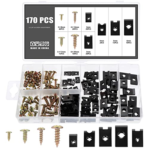Knpwer 170 Stück Gewinde Clip Mutter Set,U-Typ Blechmuttern, Blechmutter,U-Typ Metall Clipmutternfür Auto,Schwarz Knpwer 170 Stück Gewinde Clip Mutter Set,U-Typ Blechmuttern, Blechmutter,U-Typ Metall Clipmutternfür Auto,Schwarz von Knpwer