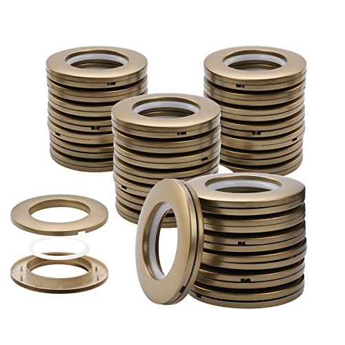 Knpwer 32 Stück Vorhang Ösenringe,Vorhangringe Stoffösen Runde Plastikringe Clips Innendurchmesser 40mm DIY Ringe für Fenstervorhang,Duschvorhang (Mattes Braun/Kaffee) von Knpwer