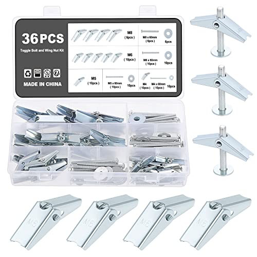 Knpwer 36 Stück Kippdübel,M4 M5 M6 M8 Kippdübel und Flügelmutter,Kippdübel Federklappdübel,Rundkopf Kippschraube und Flügelmutter Sortiment Knpwer 36 Stück Kippdübel,M4 M5 M6 M8 Kippdübel und Flügelmutter,Kippdübel Federklappdübel,Rundkopf Kippschraube und Flügelmutter Sortiment von Knpwer