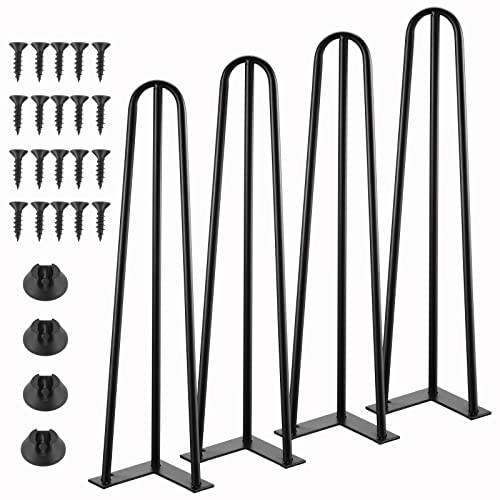 Knpwer 4 Stück Haarnadel Tischbein 60 cm,3 Stangen Haarnadel Füße,DIY Black Hairpin Couchtisch Beine,Heavy Duty Metall Möbel Bein,Hairpin Leg Möbelfuß,Möbelfüße verstellbar austauschbare DIY von Knpwer