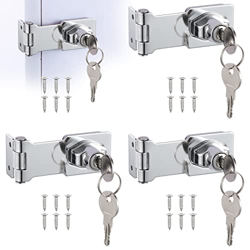 Knpwer 4 Stück Metall Vorhängeschloss Hasp, 3 Inch Überfalle abschließbar,Zinklegierung Sperren Sie Haspe Metall mit Schlüssel und Schrauben für Fenster, Schubladen, Schränke Knpwer 4 Stück Metall Vorhängeschloss Hasp, 3 Inch Überfalle abschließbar,Zinklegierung Sperren Sie Haspe Metall mit Schlüssel und Schrauben für Fenster, Schubladen, Schränke von Knpwer
