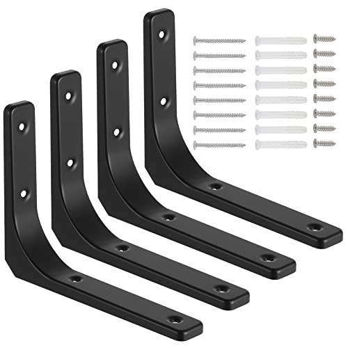 Knpwer 4 Stk Schwarze Regalhalterung,8 Zoll Heavy Duty Regalhalterungen,Industrielle Regalhalterung Multifunktionale Metallwinkel 90 Grad(15x20cm) von Knpwer