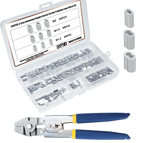 Knpwer 601 Stk Drahtseil Crimpwerkzeug,Draht Crimpzange zum Angeln 0.1-2.2 mm,Drahtseil Crimper Drahtschneider,mit 600 Stück Aluminium Doppelhülsen von Knpwer