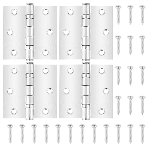 Knpwer 4 Stück Edelstahl Tür Scharnier 3 Zoll,4 Fach Stahlkugel Gelagert,Scharniere für Fenster Schrank,Türscharnier Schaniere Klappbar,Edelstahlscharniere,Materialstärke 2mm von Knpwer