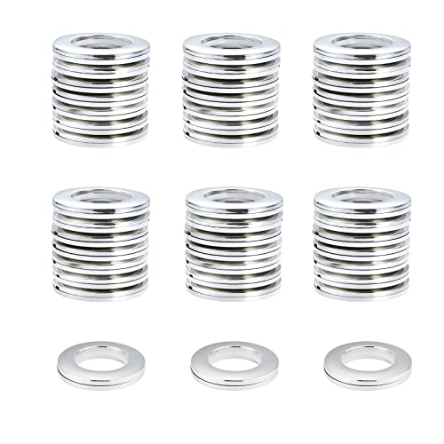 SHEENO 32 Stück Vorhang Ösenringe, Vorhangringe Stoffösen Runde Plastikringe Clips Innendurchmesser 40mm DIY Ringe für Fenstervorhang, Duschvorhang, Umkleideraum Türvorhänge, Helles Silber von Knpwer