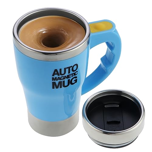 Selbstrührender Kaffeebecher aus Edelstahl, Automatische Magnetische Tasse, Lebensmittelqualität,Selbstmischende Tasse Kaffeetasse (320ml, Blau) von Knpwer