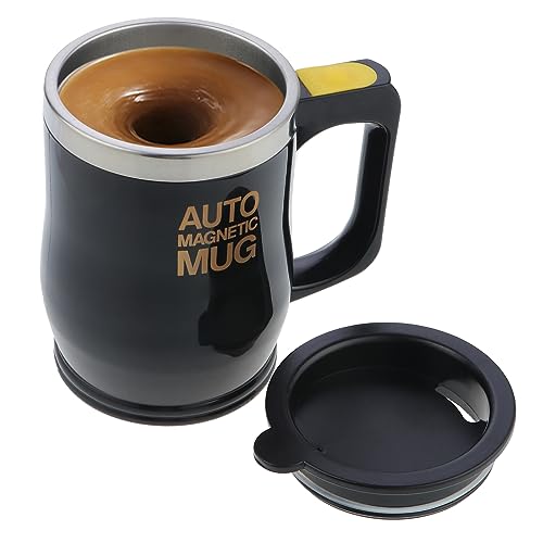 Selbstrührender Kaffeebecher aus Edelstahl, Automatische Magnetische Tasse, Lebensmittelqualität,Selbstmischende Tasse Kaffeetasse (400ml, Schwarz) von Knpwer