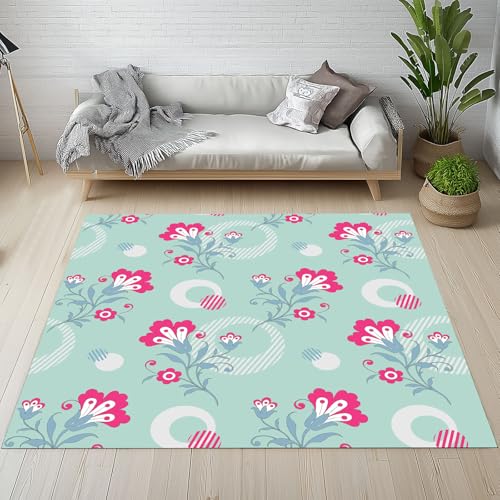 Abstrakt Blumenmuster Teppiche Kurzflor rutschfest Waschbare 200x200 cm, Geometrischer Kreis Blatt Streifen Teppich Weich fur Schlafzimmer Badezimmer Kinderzimmer Küche Balkon Wohnzimmer Esszimmer Abstrakt Blumenmuster Teppiche Kurzflor rutschfest Waschbare 200x200 cm, Geometrischer Kreis Blatt Streifen Teppich Weich fur Schlafzimmer Badezimmer Kinderzimmer Küche Balkon Wohnzimmer Esszimmer von Kntnshac