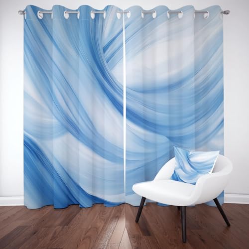 Blau Weiß Linie Verdunklungsvorhänge Schallschutz, Abstrakt Marmoroptik Ösenvorhang Schlafzimmer, Wellenmuster Gardinen Blickdicht Thermo Kälteschutz Wohnzimmer Vorhänge 2er Set 300x140 cm Blau Weiß Linie Verdunklungsvorhänge Schallschutz, Abstrakt Marmoroptik Ösenvorhang Schlafzimmer, Wellenmuster Gardinen Blickdicht Thermo Kälteschutz Wohnzimmer Vorhänge 2er Set 300x140 cm von Kntnshac