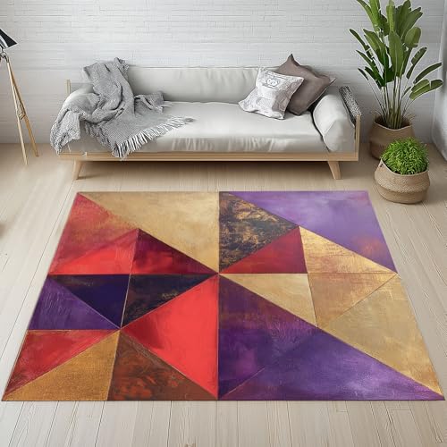 Geometrische Dreiecke Teppiche Kurzflor Rutschfest Waschbare 200x200 cm, Abstrakte Blöcke Moderne Ästhetik Teppich Weich fur Schlafzimmer Badezimmer Kinderzimmer Küche Balkon Wohnzimmer Esszimmer Geometrische Dreiecke Teppiche Kurzflor Rutschfest Waschbare 200x200 cm, Abstrakte Blöcke Moderne Ästhetik Teppich Weich fur Schlafzimmer Badezimmer Kinderzimmer Küche Balkon Wohnzimmer Esszimmer von Kntnshac