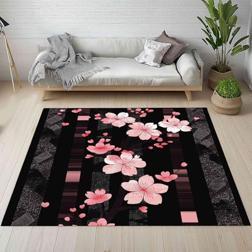 Japanische Stil Kirschblüten Teppiche Rutschfest Waschbare Weich 150x240 cm, Geometrisch Streifen Moderne Ästhetik Teppich Kurzflor fur Schlafzimmer Badezimmer Kinderzimmer Balkon Wohnzimmer Esszimmer Japanische Stil Kirschblüten Teppiche Rutschfest Waschbare Weich 150x240 cm, Geometrisch Streifen Moderne Ästhetik Teppich Kurzflor fur Schlafzimmer Badezimmer Kinderzimmer Balkon Wohnzimmer Esszimmer von Kntnshac