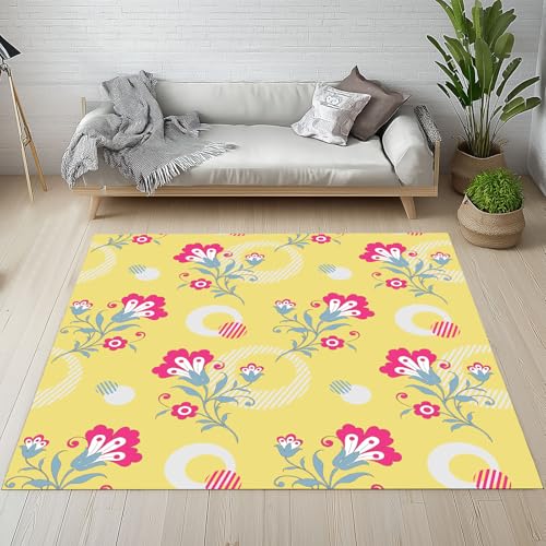 Kntnshac Abstrakt Blumenmuster Teppich rutschfest Weich, Geometrischer Kreis Streifen Gelb Teppiche Kurzflor Waschbare fur Schlafzimmer Badezimmer Kinderzimmer Wohnzimmer 80x120 cm Kntnshac Abstrakt Blumenmuster Teppich rutschfest Weich, Geometrischer Kreis Streifen Gelb Teppiche Kurzflor Waschbare fur Schlafzimmer Badezimmer Kinderzimmer Wohnzimmer 80x120 cm von Kntnshac