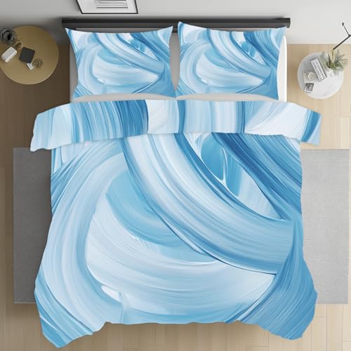 Kntnshac Abstrakt Marmoroptik Kühlende Bettwäsche Set Bügelfrei, Blau Weiß Linie Bettbezüge Mikrofaser 3teilig, Wellenmuster Deckenbezug 200x220 Weich mit Reissverschluss, 2 Kissenbezug 80x80 cm Kntnshac Abstrakt Marmoroptik Kühlende Bettwäsche Set Bügelfrei, Blau Weiß Linie Bettbezüge Mikrofaser 3teilig, Wellenmuster Deckenbezug 200x220 Weich mit Reissverschluss, 2 Kissenbezug 80x80 cm von Kntnshac