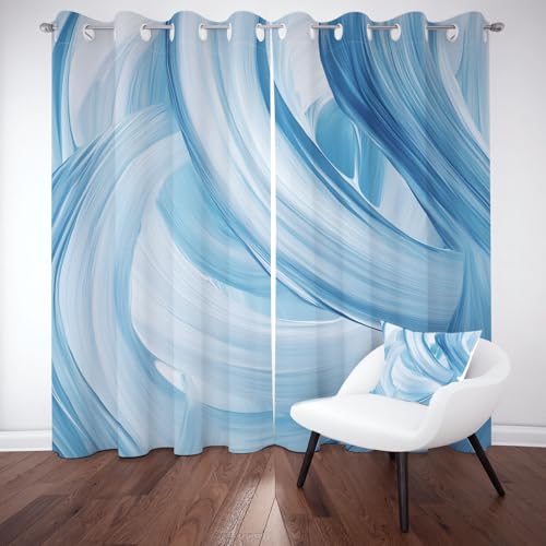 Kntnshac Abstrakt Marmoroptik Thermo Gardinen mit Ösen, Blau Weiß Linie Blackout Curtain fur Schlafzimmer Wohnzimmer, Wellenmuster Schallschutz Vorhänge 2er Set 245 cm Lang 140 cm Breit Kntnshac Abstrakt Marmoroptik Thermo Gardinen mit Ösen, Blau Weiß Linie Blackout Curtain fur Schlafzimmer Wohnzimmer, Wellenmuster Schallschutz Vorhänge 2er Set 245 cm Lang 140 cm Breit von Kntnshac