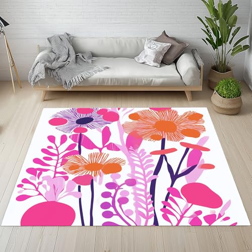 Kntnshac Abstrakt Mohnblume Schmutzfangmatte Eingangsteppich 40x60 cm, Aquarell Floral Pflanzen Blätter Blüten Kleiner Teppich rutschfest Waschbare fur Schlafzimmer Badezimmer Kinderzimmer Wohnzimmer von Kntnshac
