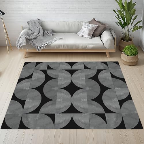 Kntnshac Abstrakte Geometrie Schmutzfangmatte rutschfest Waschbare, Modern Minimalistisch Moderne Ästhetik Eingangsteppich Kleiner Teppich fur Wohnzimmer Schlafzimmer Küche Kinderzimmer 50x80 cm von Kntnshac